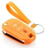 TBU car TBU car Autoschlüssel Hülle kompatibel mit Peugeot 3 Tasten (Licht Taste) - Schutzhülle aus Silikon - Auto Schlüsselhülle Cover in Orange