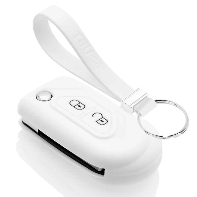 TBU car Car key cover compatible with Citroën - Silicone Protective Remote Key Shell - FOB Case Cover - White