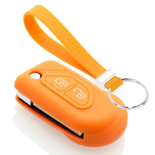 Capa para chave do carro compatível com Citroën - Capa Protetora de Chave Remota de Silicone - Tampa Remota FOB - Laranja
