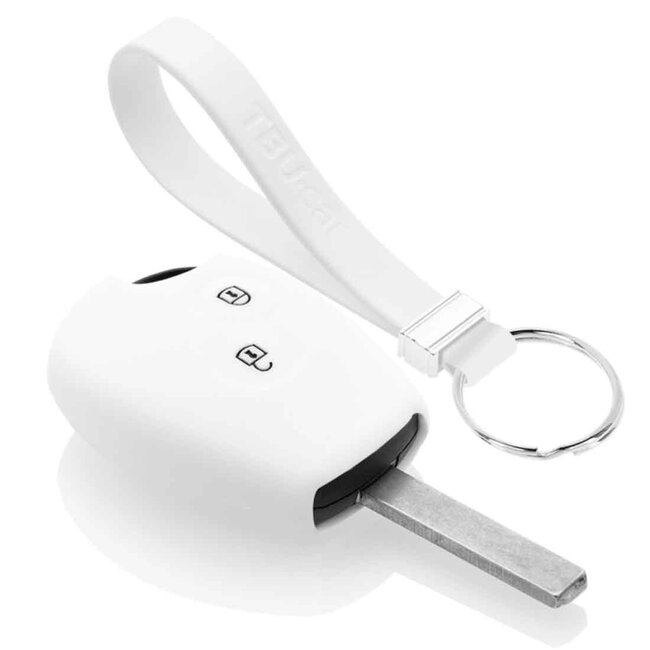 Autoschlüssel Hülle kompatibel mit Dacia 2 Tasten - Schutzhülle aus Silikon - Auto Schlüsselhülle Cover in Weiß