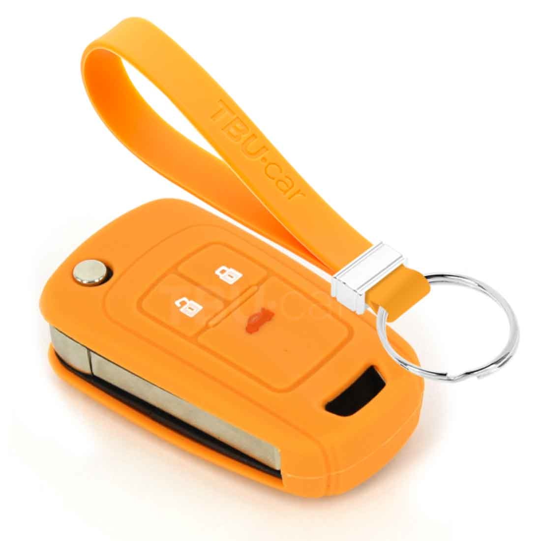 TBU car TBU car Autoschlüssel Hülle kompatibel mit Chevrolet 3 Tasten - Schutzhülle aus Silikon - Auto Schlüsselhülle Cover in Orange