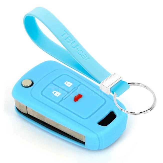 TBU car Housse de Protection clé compatible avec Chevrolet - Coque Cover Housse étui en Silicone - Bleu clair