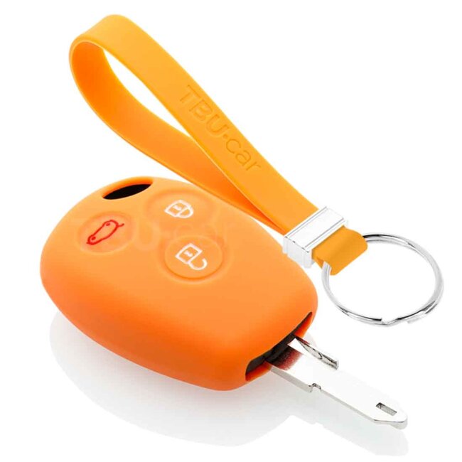 Autoschlüssel Hülle kompatibel mit Dacia 3 Tasten - Schutzhülle aus Silikon - Auto Schlüsselhülle Cover in Orange