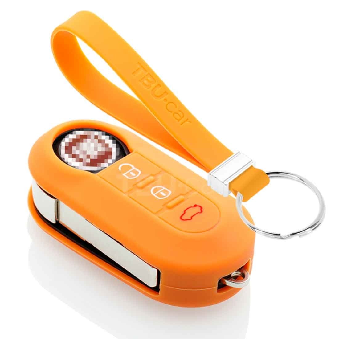 TBU car TBU car Car key cover compatible with Fiat - Silicone Protective Remote Key Shell - FOB Case Cover - Orange