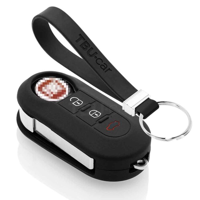 Housse de Protection clé compatible avec Fiat - Coque Cover Housse étui en Silicone - Noir