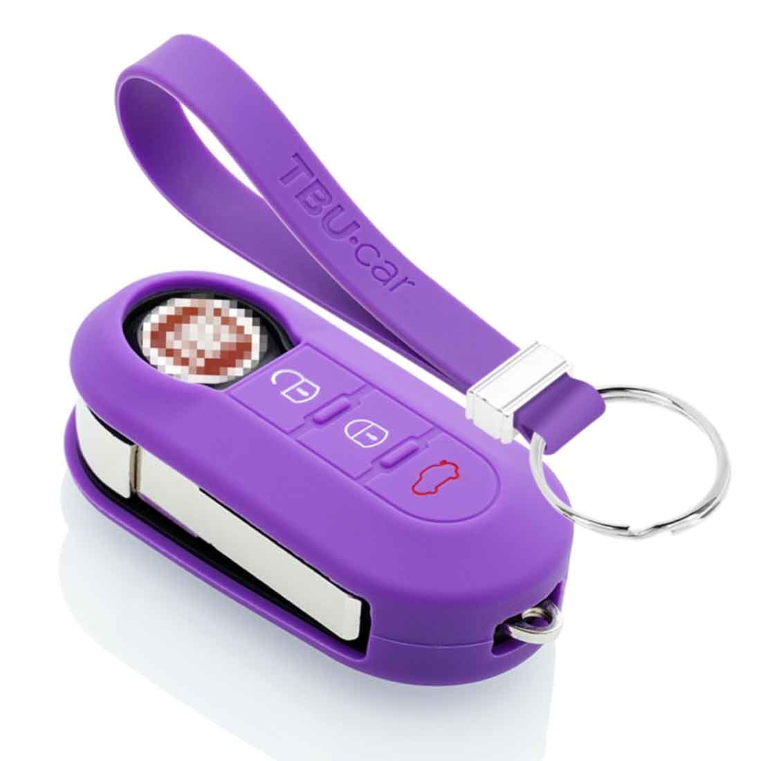 TBU car TBU car Funda Carcasa llave compatible con Fiat - Funda de Silicona - Cover de Llave Coche - Violeta