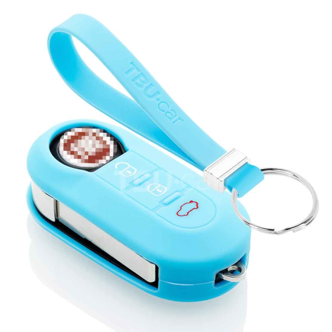 TBU car TBU car Car key cover compatible with Fiat - Silicone Protective Remote Key Shell - FOB Case Cover - Light Blue