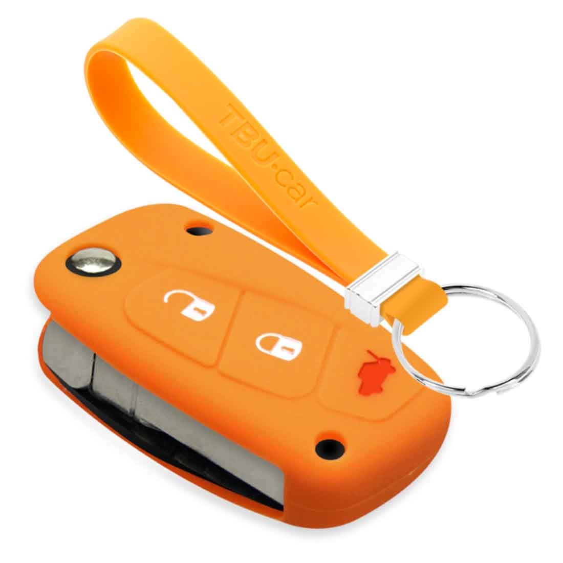 TBU car TBU car Funda Carcasa llave compatible con Fiat - Funda de Silicona - Cover de Llave Coche - Naranja