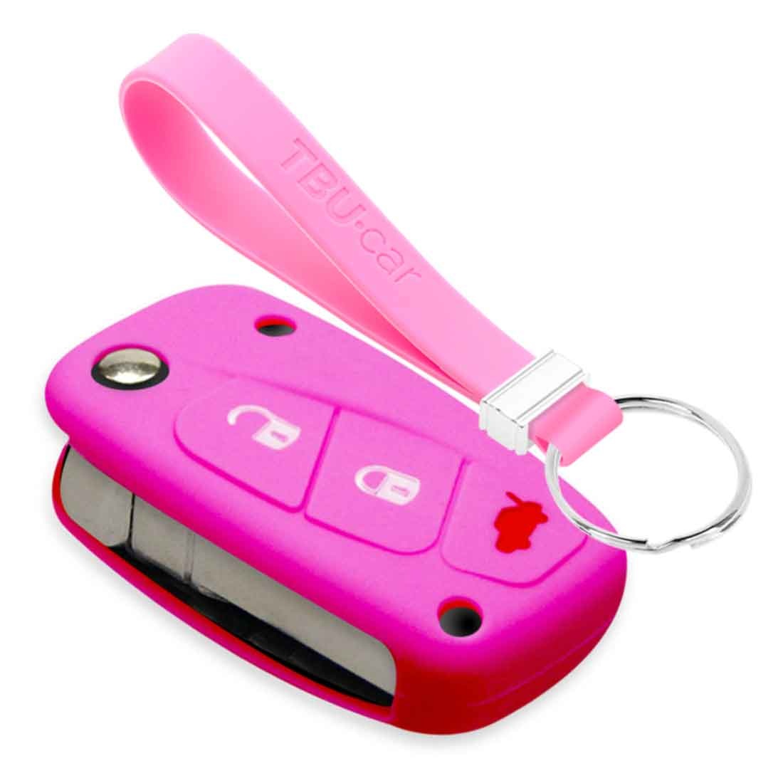 TBU car TBU car Autoschlüssel Hülle kompatibel mit Fiat 3 Tasten - Schutzhülle aus Silikon - Auto Schlüsselhülle Cover in Rosa