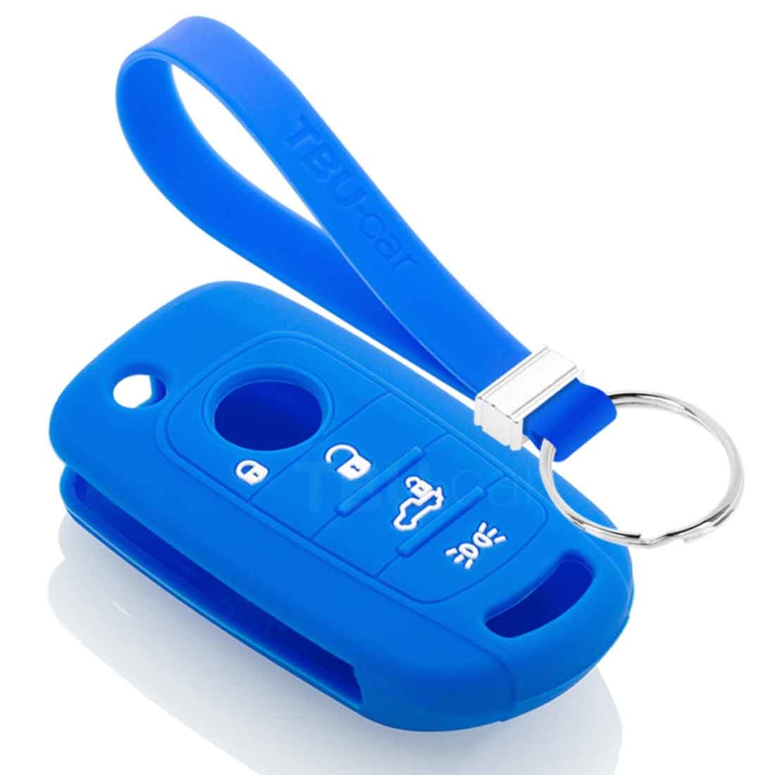 TBU car TBU car Autoschlüssel Hülle kompatibel mit Fiat 4 Tasten - Schutzhülle aus Silikon - Auto Schlüsselhülle Cover in Blau