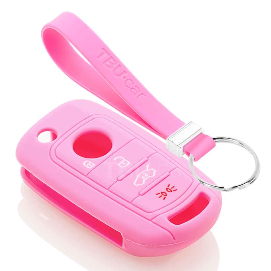 TBU car TBU car Autoschlüssel Hülle kompatibel mit Fiat 4 Tasten - Schutzhülle aus Silikon - Auto Schlüsselhülle Cover in Rosa