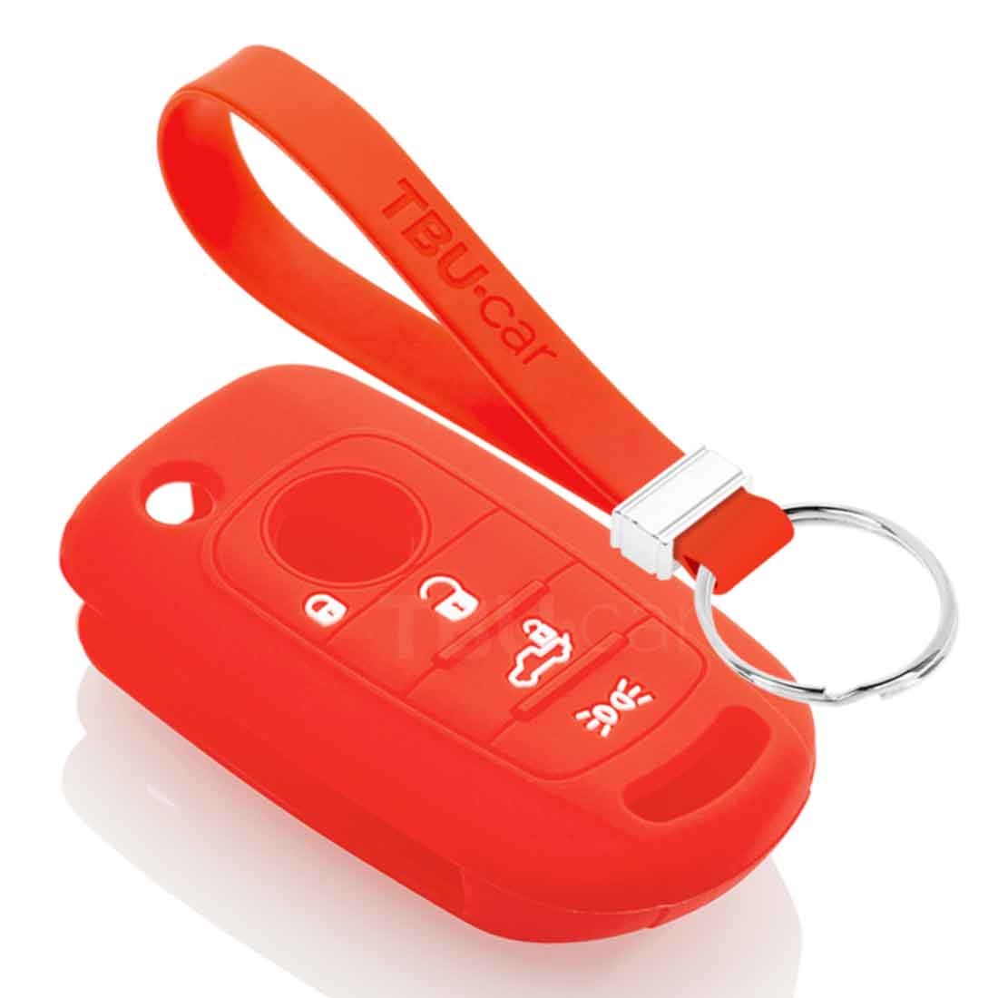 TBU car TBU car Autoschlüssel Hülle kompatibel mit Fiat 4 Tasten - Schutzhülle aus Silikon - Auto Schlüsselhülle Cover in Rot