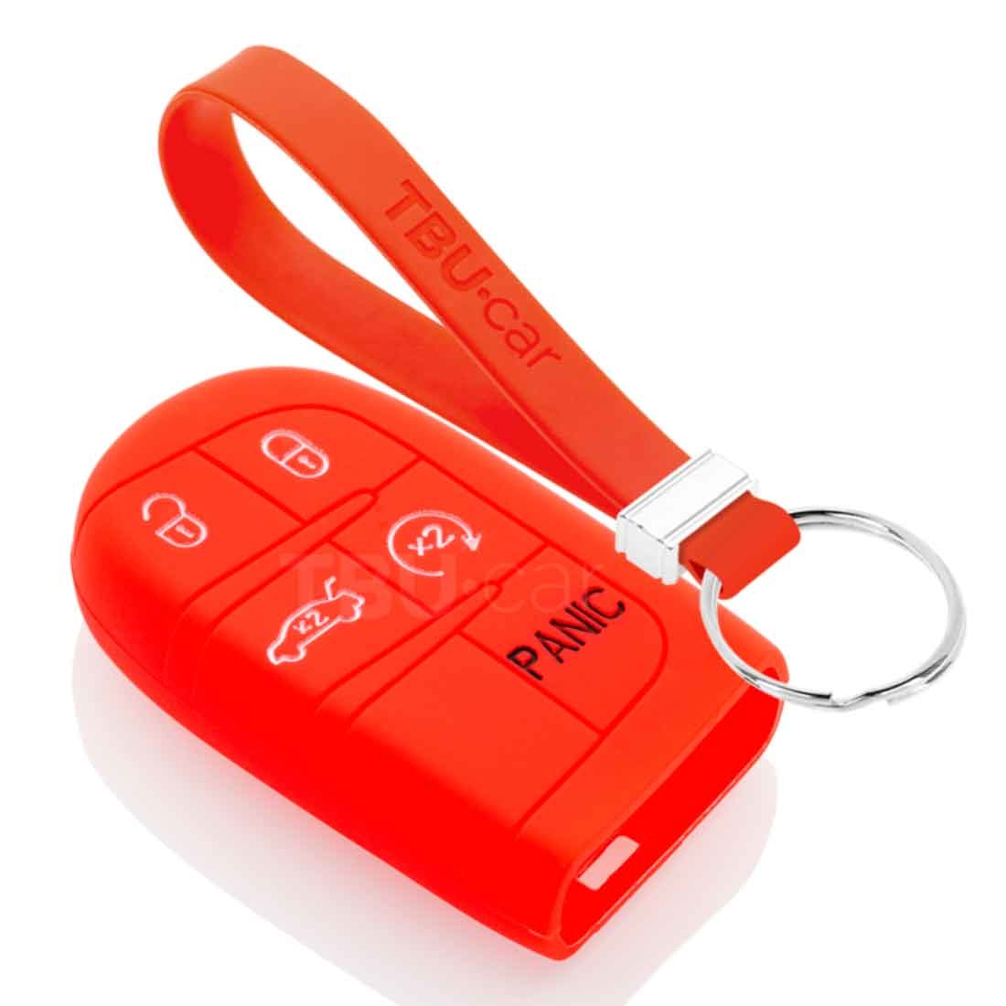 TBU car TBU car Car key cover compatible with Jeep - Silicone Protective Remote Key Shell - FOB Case Cover - Red