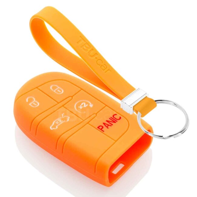 Autoschlüssel Hülle kompatibel mit Jeep 5 Tasten (Keyless Entry) - Schutzhülle aus Silikon - Auto Schlüsselhülle Cover in Orange