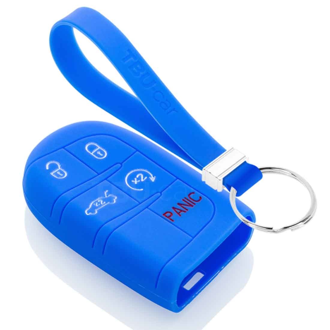 TBU car TBU car Autoschlüssel Hülle kompatibel mit Jeep 5 Tasten (Keyless Entry) - Schutzhülle aus Silikon - Auto Schlüsselhülle Cover in Blau