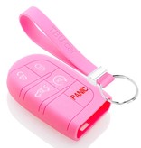 TBU car TBU car Car key cover compatible with Jeep - Silicone Protective Remote Key Shell - FOB Case Cover - Pink