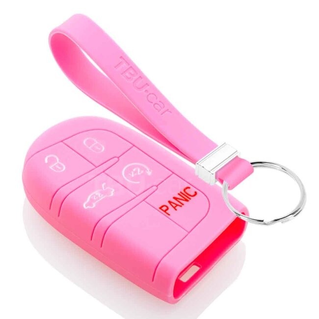 Car key cover compatible with Jeep - Silicone Protective Remote Key Shell - FOB Case Cover - Pink