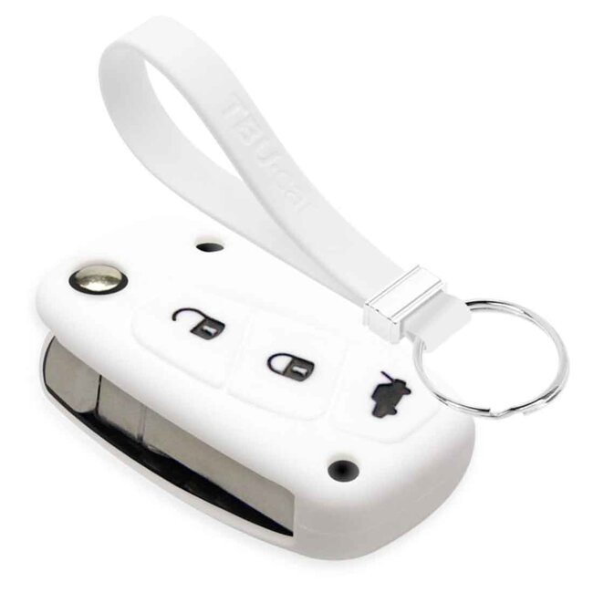 Autoschlüssel Hülle kompatibel mit Lancia 3 Tasten - Schutzhülle aus Silikon - Auto Schlüsselhülle Cover in Weiß