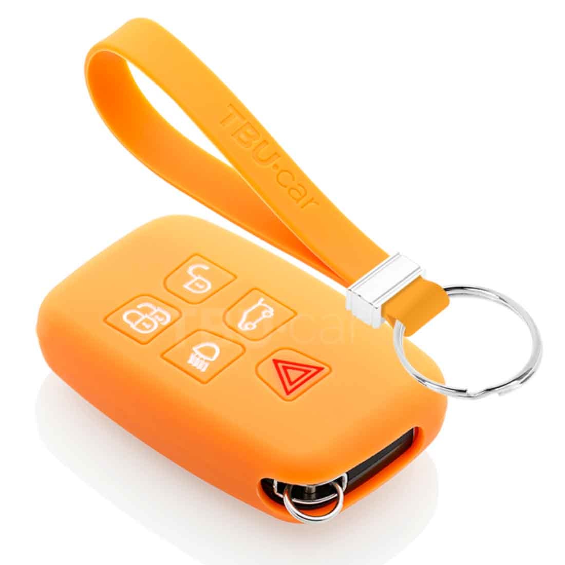 TBU car TBU car Autoschlüssel Hülle kompatibel mit Land Rover 5 Tasten (Keyless Entry) - Schutzhülle aus Silikon - Auto Schlüsselhülle Cover in Orange