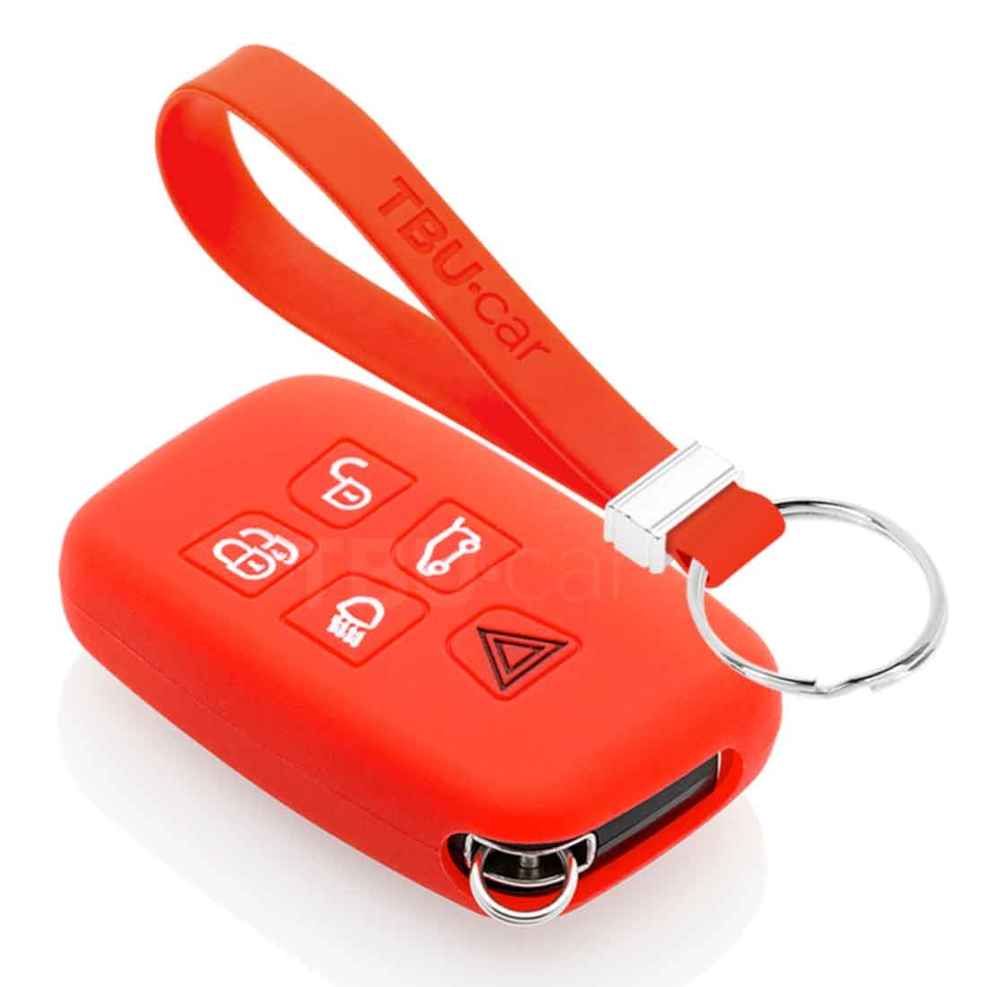 TBU car TBU car Autoschlüssel Hülle kompatibel mit Land Rover 5 Tasten (Keyless Entry) - Schutzhülle aus Silikon - Auto Schlüsselhülle Cover in Rot