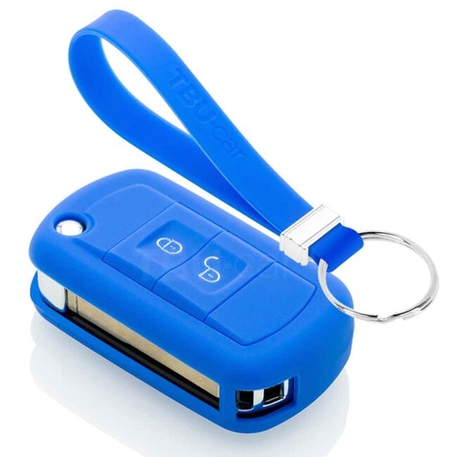 Autoschlüssel Hülle kompatibel mit Land Rover 2 Tasten - Schutzhülle aus Silikon - Auto Schlüsselhülle Cover in Blau