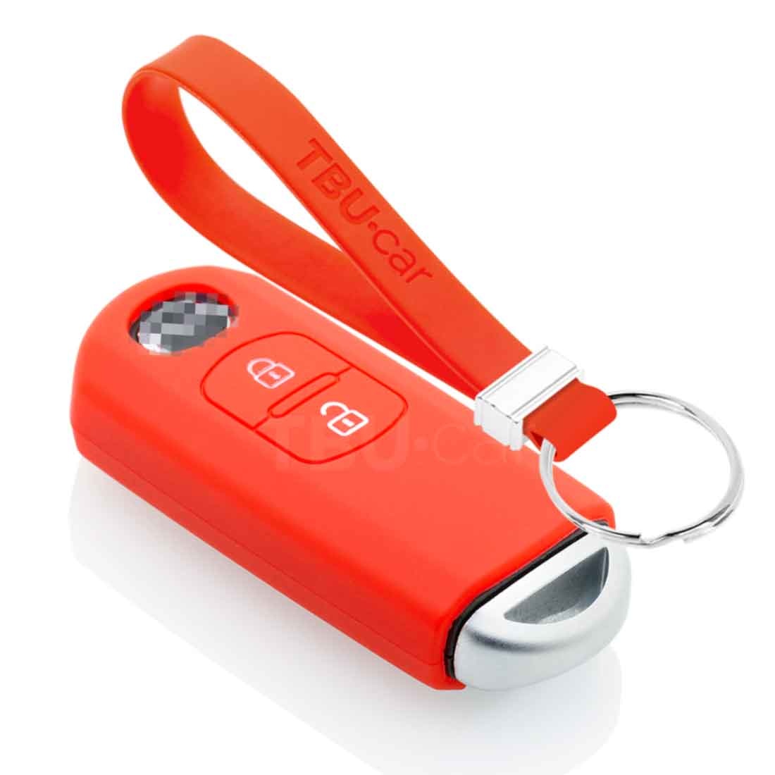 TBU car TBU car Autoschlüssel Hülle kompatibel mit Mazda 2 Tasten (Keyless Entry) - Schutzhülle aus Silikon - Auto Schlüsselhülle Cover in Rot