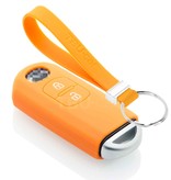 TBU car TBU car Autoschlüssel Hülle kompatibel mit Mazda 2 Tasten (Keyless Entry) - Schutzhülle aus Silikon - Auto Schlüsselhülle Cover in Orange