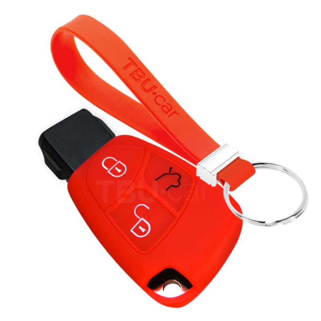 TBU car TBU car Car key cover compatible with Mercedes - Silicone Protective Remote Key Shell - FOB Case Cover - Red