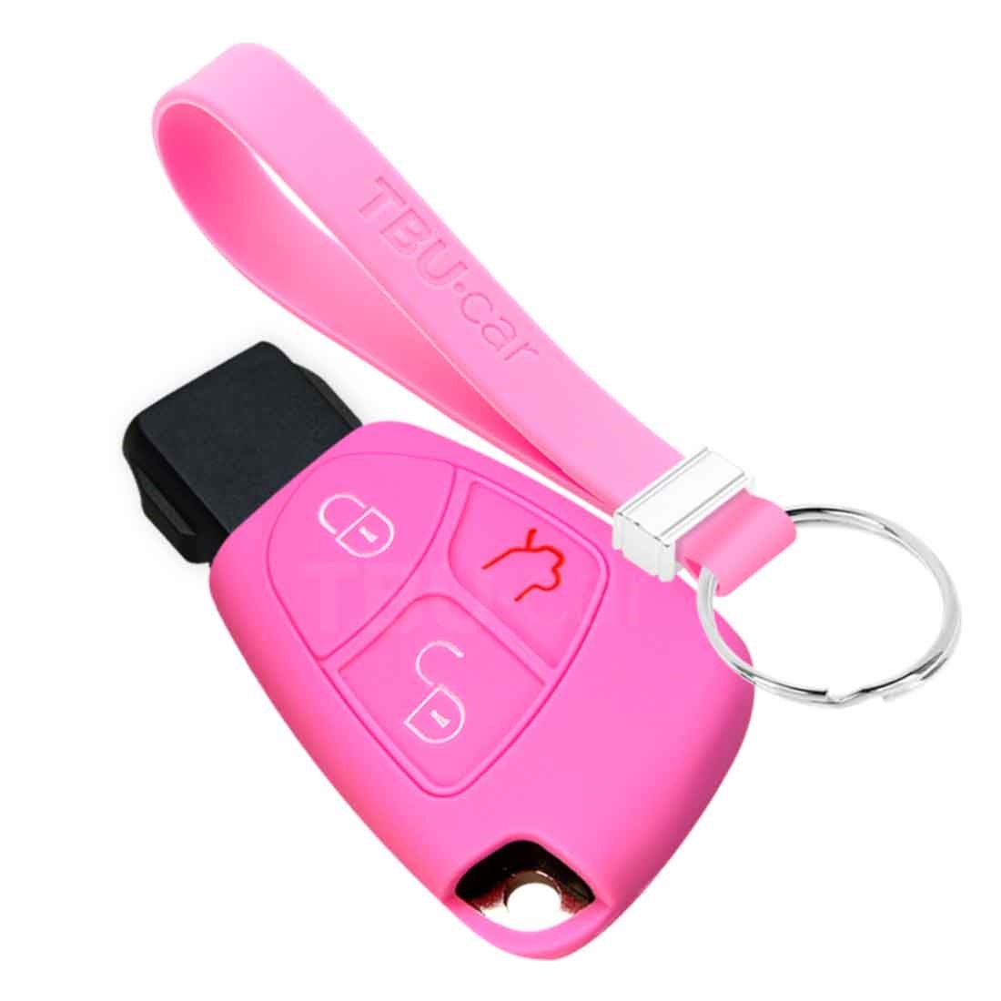 TBU car TBU car Car key cover compatible with Mercedes - Silicone Protective Remote Key Shell - FOB Case Cover - Pink