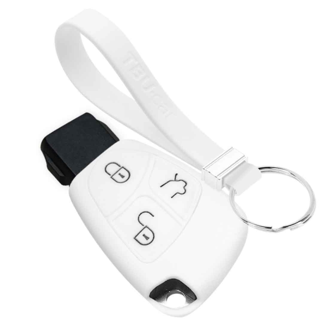TBU car TBU car Car key cover compatible with Mercedes - Silicone Protective Remote Key Shell - FOB Case Cover - White