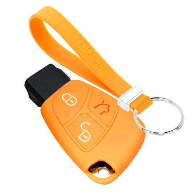 Capa para chave do carro compatível com Mercedes - Capa Protetora de Chave Remota de Silicone - Tampa Remota FOB - Laranja