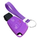 TBU car TBU car Autoschlüssel Hülle kompatibel mit Mercedes 3 Tasten - Schutzhülle aus Silikon - Auto Schlüsselhülle Cover in Violett