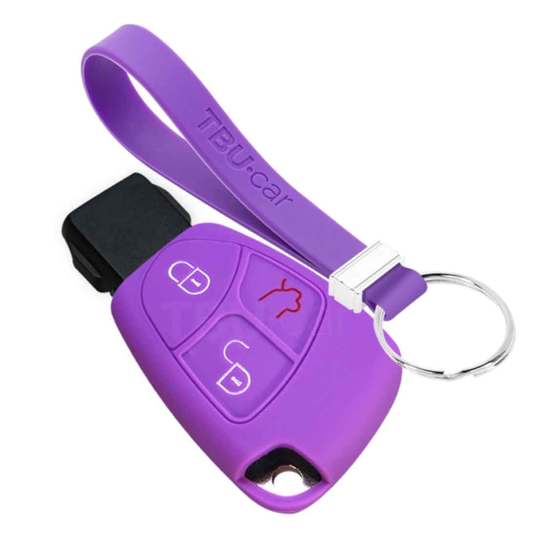 TBU car TBU car Autoschlüssel Hülle kompatibel mit Mercedes 3 Tasten - Schutzhülle aus Silikon - Auto Schlüsselhülle Cover in Violett