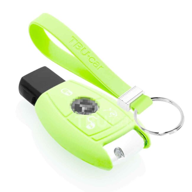 Autoschlüssel Hülle kompatibel mit Mercedes 3 Tasten - Schutzhülle aus Silikon - Auto Schlüsselhülle Cover in Im Dunkeln leuchten