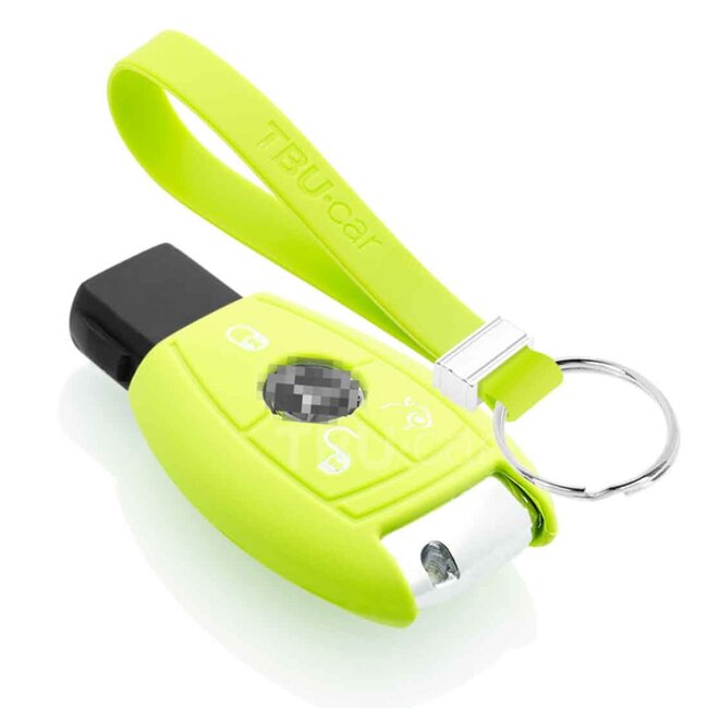 Housse de Protection clé compatible avec Mercedes - Coque Cover Housse étui en Silicone - Citron vert