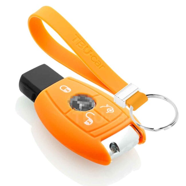 Sleutel cover compatibel met Mercedes - Silicone sleutelhoesje - beschermhoesje autosleutel - Oranje