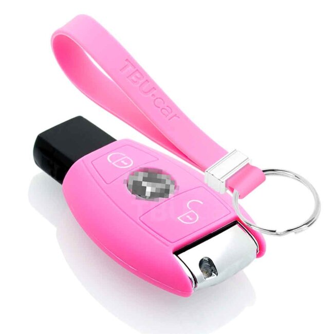 Capa para chave do carro compatível com Mercedes - Capa Protetora de Chave Remota de Silicone - Tampa Remota FOB - Rosa
