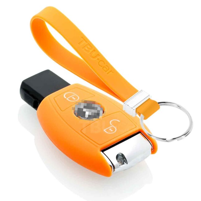Capa para chave do carro compatível com Mercedes - Capa Protetora de Chave Remota de Silicone - Tampa Remota FOB - Laranja