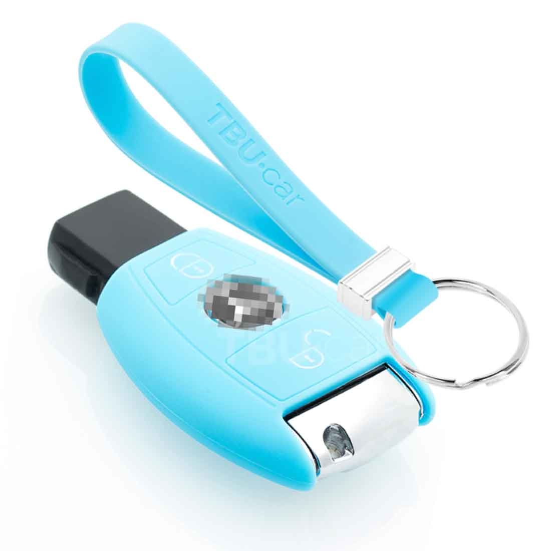 TBU car TBU car Car key cover compatible with Mercedes - Silicone Protective Remote Key Shell - FOB Case Cover - Light Blue