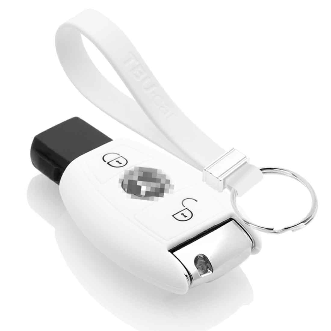 TBU car TBU car Car key cover compatible with Mercedes - Silicone Protective Remote Key Shell - FOB Case Cover - White