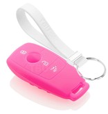 TBU car TBU car Autoschlüssel Hülle kompatibel mit Mercedes 3 Tasten (Keyless Entry) - Schutzhülle aus Silikon - Auto Schlüsselhülle Cover in Fluor Rosa