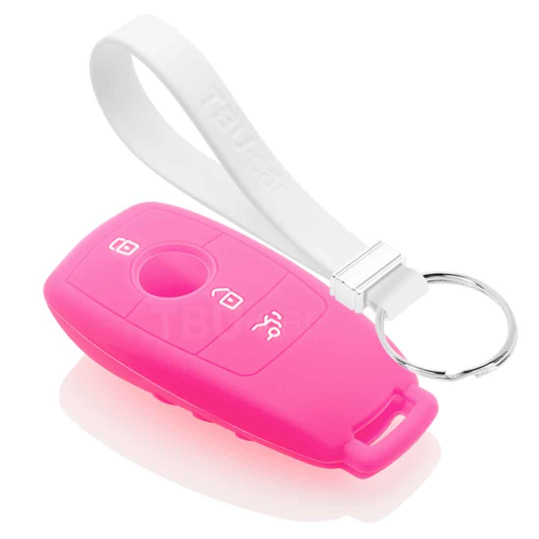 TBU car Mercedes Capa Silicone Chave do carro - Capa protetora - Tampa remota FOB - Fluor Rosa