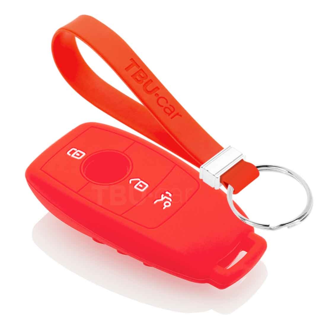 TBU car TBU car Autoschlüssel Hülle kompatibel mit Mercedes 3 Tasten (Keyless Entry) - Schutzhülle aus Silikon - Auto Schlüsselhülle Cover in Rot