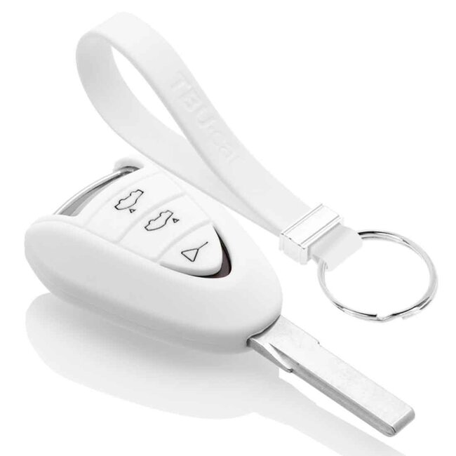 Autoschlüssel Hülle kompatibel mit Porsche 3 Tasten - Schutzhülle aus Silikon - Auto Schlüsselhülle Cover in Weiß
