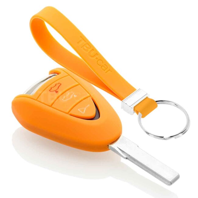 Capa para chave do carro compatível com Porsche - Capa Protetora de Chave Remota de Silicone - Tampa Remota FOB - Laranja