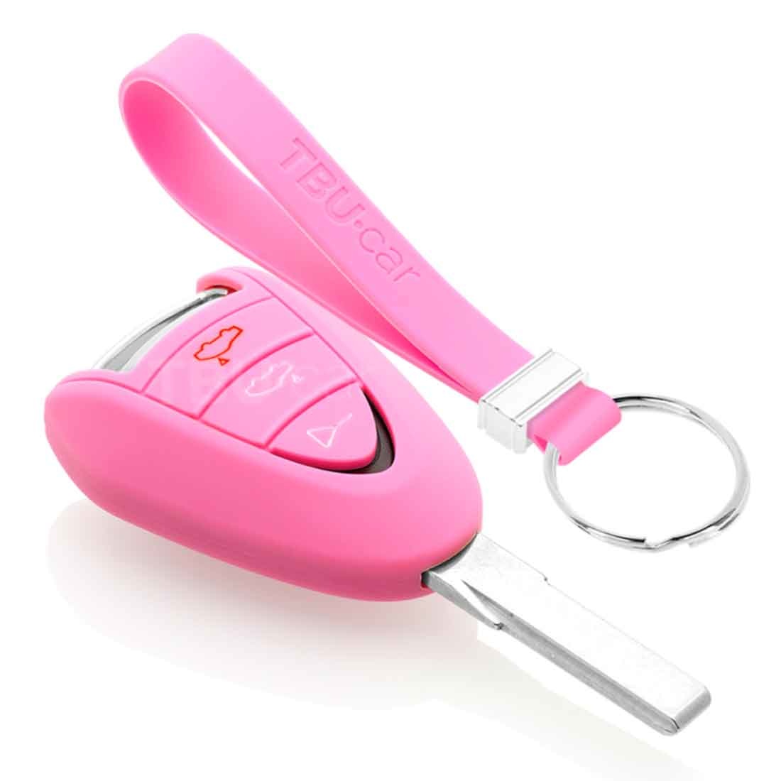 TBU car TBU car Car key cover compatible with Porsche - Silicone Protective Remote Key Shell - FOB Case Cover - Pink