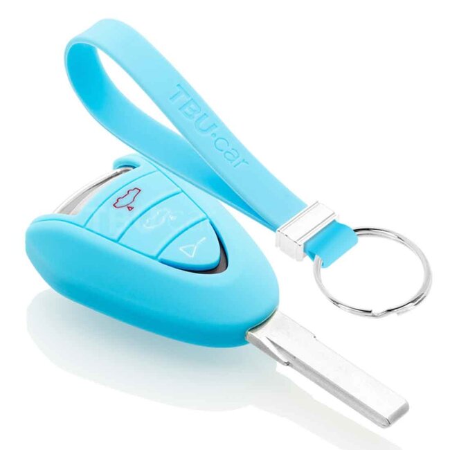 Car key cover compatible with Porsche - Silicone Protective Remote Key Shell - FOB Case Cover - Light Blue
