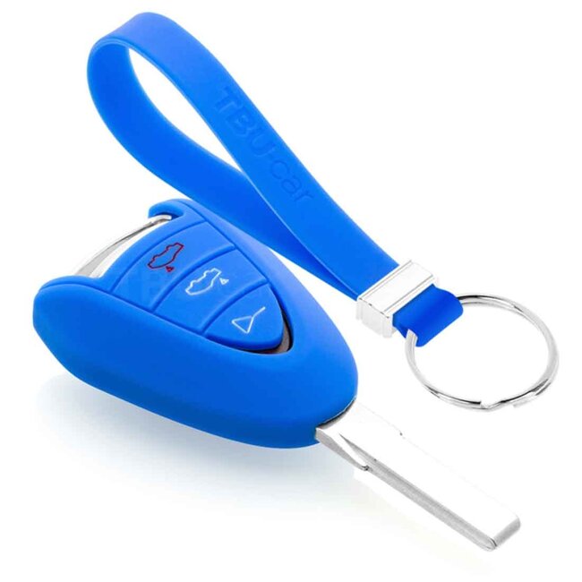 TBU car Autoschlüssel Hülle kompatibel mit Porsche 3 Tasten - Schutzhülle aus Silikon - Auto Schlüsselhülle Cover in Blau