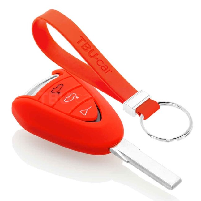 Autoschlüssel Hülle kompatibel mit Porsche 3 Tasten - Schutzhülle aus Silikon - Auto Schlüsselhülle Cover in Rot