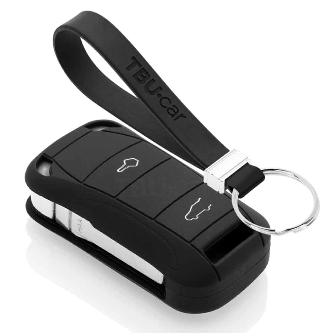 TBU car TBU car Autoschlüssel Hülle kompatibel mit Porsche 2 Tasten - Schutzhülle aus Silikon - Auto Schlüsselhülle Cover in Schwarz